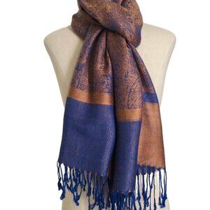Women Paisley Pashmina Scarf Shawl Wrap Reversible Bohemian Scarves Fashion Blue